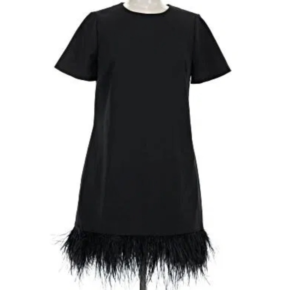 3 for $20 Black Dress with Feather Hem
